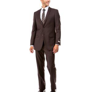Solid Chocolate 2 Piece Slim Fit Tazzio Men's Suit